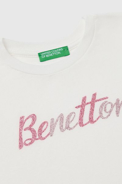 Benetton Girls' Long Sleeve T-Shirt - Ecru