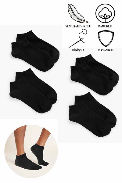 Fs Fresh Socks 4 чифта мъжки безшевни памучни чорапи до глезена от пениран памук