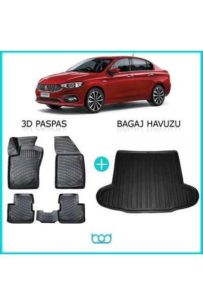 Bod Fiat Egea Sedan 3D Havuzlu Paspas ve Bagaj Havuzu Seti