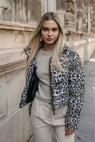 Butik Merrline Women's Leopard Leopard Coat