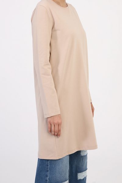 ALLDAY Beige große Single-Jersey-Basic-Sweat-Tunika