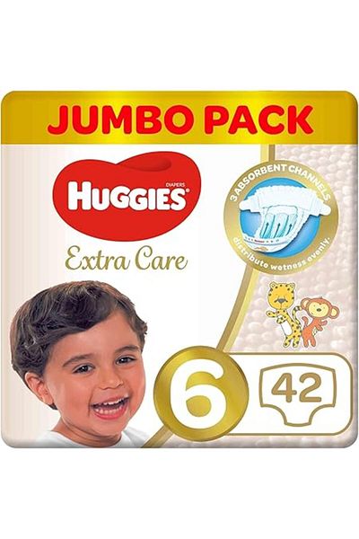 Huggies Extra Care, Size 6, 15+ kg, Jumbo Pack, 42 Diapers