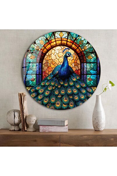 bestdecor Okrugli stakleni sto Peacock | Poklon, Dekorativni, Kancelarija, Ku...