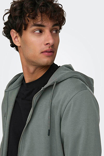 Only & Sons Πράσινο ανδρικό φούτερ με κουκούλα - Onsceres Zip Thr 22018684