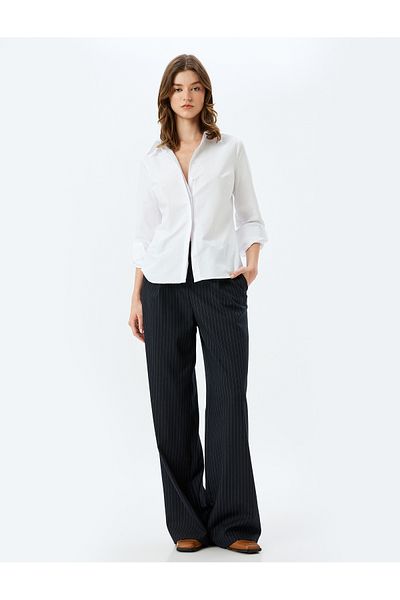 Koton Regular Fit Cotton Blended Long Sleeve Classic Shirt