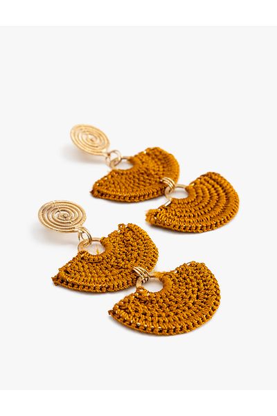 Koton Knitted Spiral Earrings - Dangle Design