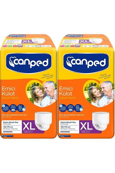Canped Xl-Extra Large Absorbent Panty Diapers - 14 Pieces (2Pk*7)