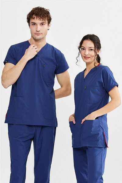 Çatı Medikal Ultralycra Basic - Costum de uniformă Lycra Doctor Nurse (UNISEX), Storm Blue
