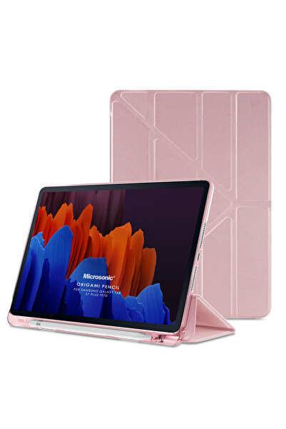 Microsonic Samsung Galaxy Tab S10 FE Plus Kılıf Origami Pencil Rose Gold
