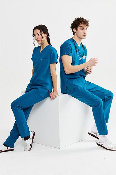 Çatı Medikal Ultralycra Basic - Set de scrub-uri pentru medic și asistentă din Lycra, uniformă chirurgicală (UNISEX), Petro