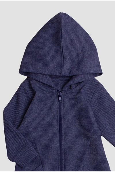 Chicsy Baby Waffle Image Sweet Zipper Closure Pocket Hooded Cotton Baby Romper