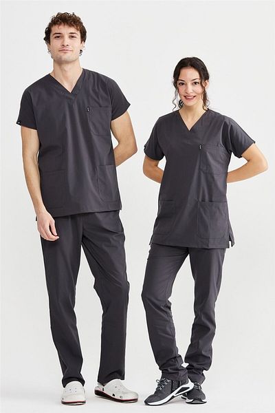 Çatı Medikal Set de uniforme de asistent medical din Lycra Basic unisex antracit