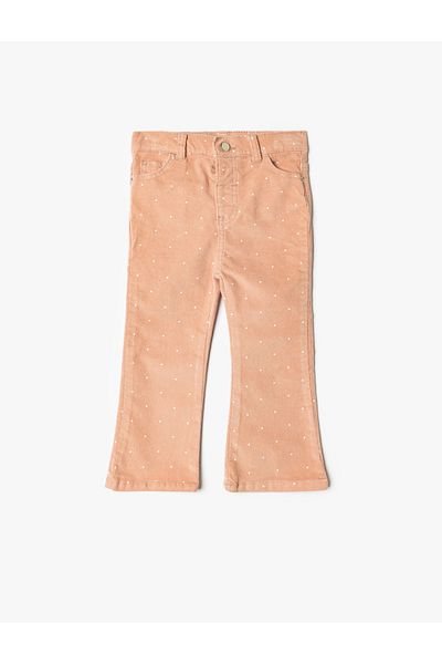 Koton Spanish Cotton Velvet Trousers with Pocket Detail