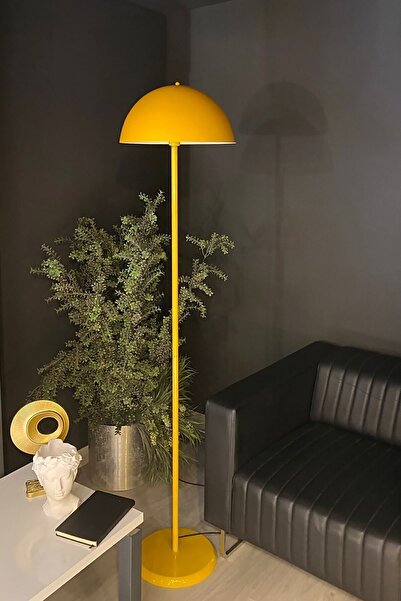Bamyum Sarı Lambader Modern Dekoratif Metal Salon Hol Çalışma Odası Zemin Lambası 170 Cm Kablo