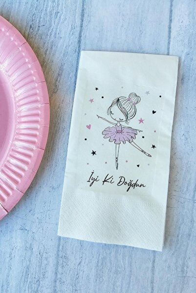 PEKSHOP Balerin Konsept Baskılı BalerinTema Doğum Günü Peçetesi 20li
