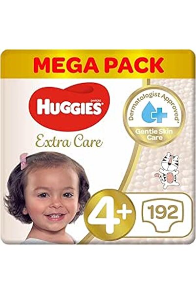 Huggies Extra Care, Size 4+, 10 -16 kg, Super Mega Pack, 192 Diapers