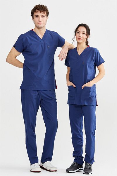 Çatı Medikal Ultralycra Basic - Costum de uniformă Lycra Doctor Nurse (UNISEX), Storm Blue