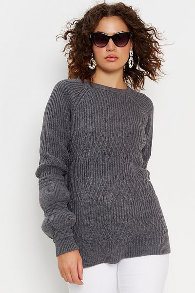 Hopoi Pulover de damă cu mâneci bufante texturate - HOP85015