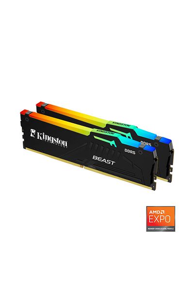 Kingston Kingston Beast Expo KF564C32BBEAK2-64TR 64 جيجابايت (2x32 جيجابايت) DDR5 6400 ميجا هرتز CL32 RGB سطح المكتب أداء رام