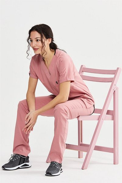 Çatı Medikal Ultralycra Basic - Lycra Unisex Doctor Nurse Jersey Σετ, Μπρονζέ Ροζ