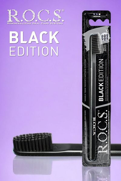R.O.C.S. Black Edition Whitening Toothbrush Black Bristle
