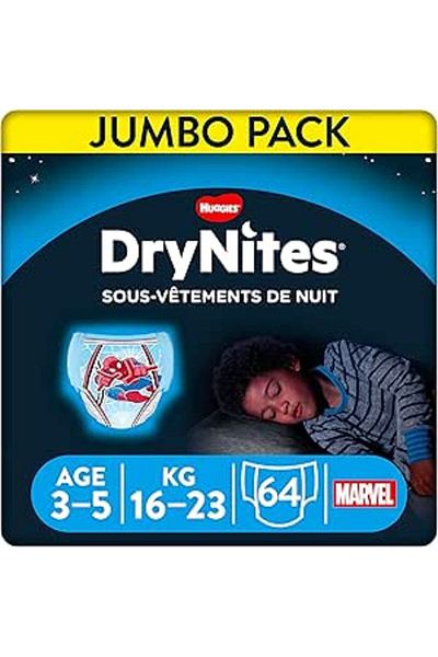 Huggies DryNites Pyjama Pants, 3-5 years, Diaper, Boy, 16-23 kg, 4 x Jumbo Packs, 64 Pants