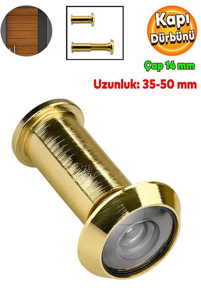 Badem10 Binoclu pentru ușă Ușă din oțel fără capac Aur 35-50 mm Diametru reglabil 14 mm