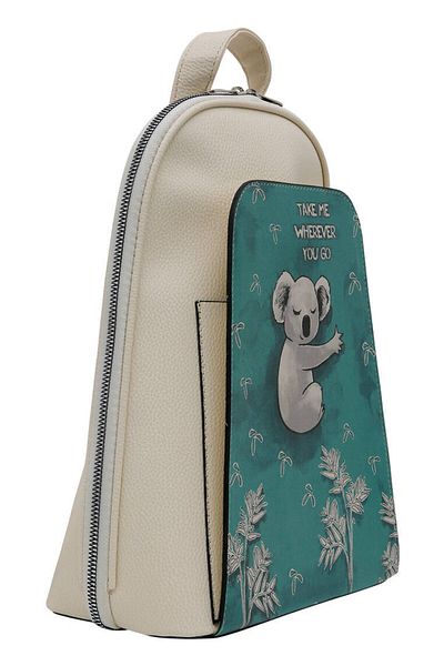 Dogo Women's Vegan Leather White Backpack - Koala Hug Design