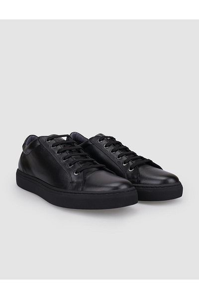 Cabani 100% Genuine Leather Black Lace-Up Men's Shoes