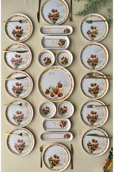 VENÜS HOME DECORATION Vintage Model 12-Person 21 Piece Breakfast Set