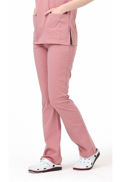 Çatı Medikal Ultralycra Spaniard - Bronz Pink Lycra Doctor Nurse Scrubs (FEMEI), Tricou chirurgical cu fund unic
