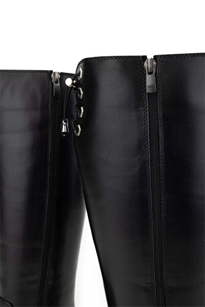 Tamer Tanca Kadın Hakiki Deri Siyah Deri Casual Çizme