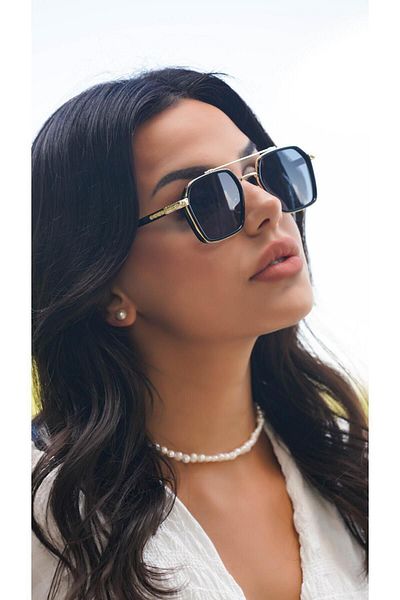Angel Eyes Gold Black Sunglasses for Women and Men - Uv400 Glass, Ce Certificated