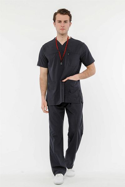 Çatı Medikal UltraLycra Comfy - Set de uniforme Lycra Doctor Nurse de mărime mare (UNISEX), antracit