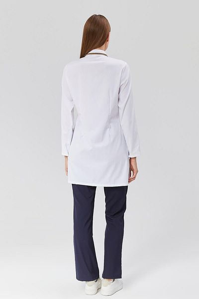 Çatı Medikal Happiness Modest - Set de uniforme pentru îmbrăcăminte pentru medic și asistentă din Lycra, alb/albastru închis