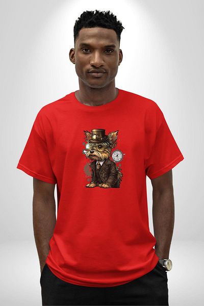 Angemiel Business Man Yorkshire Journey In Time Cotton Crew Neck Women Men Oversize Boyfriend Digital Ba