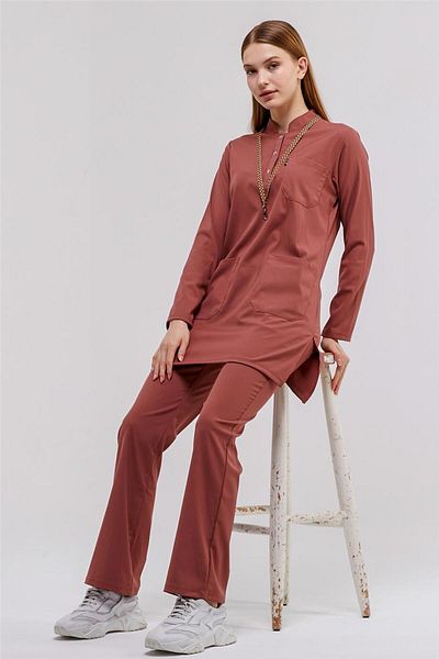 Çatı Medikal Happiness Modest - Lycra Doctor Nurse Hijab Kit de uniforme Scrubs Uniformă chirurgicală, Biscuit