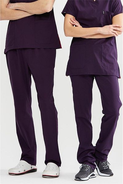 Çatı Medikal Ultralycra Basic - Tricou chirurgical cu pantaloni Lycra Doctor Nurse Scrubs (UNISEX), violet închis