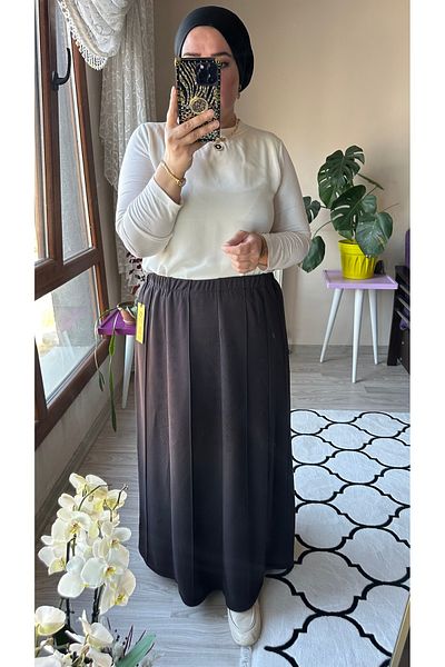 TDYtrendy Giyim Φούστα Anne Beli με Ελαστική Μέση, Χειμερινή, Ατσάλινη, με Λίθο, Μεγάλο Μέγεθος