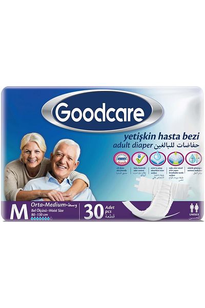 Goodcare Patient Diapers - Adult with Waistband Textile Surface m Medium, 120 Pieces (4Pk*30)