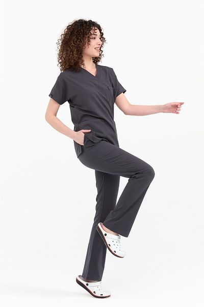 Çatı Medikal Antracit Ultralycra Spaniard - Set de tricou pentru femei Lycra (Doctor Nurse), design subțire