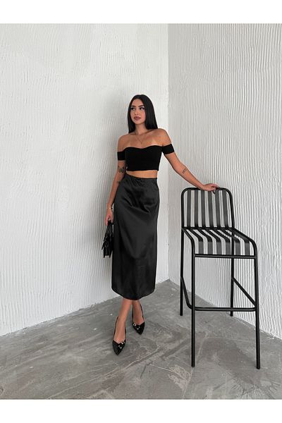 winmoda Ψηλόμεση πλάτος 88 εκ. Υφή σατέν φούστα - Υφή ψηλόμεση χοντρή σατέν φούστα