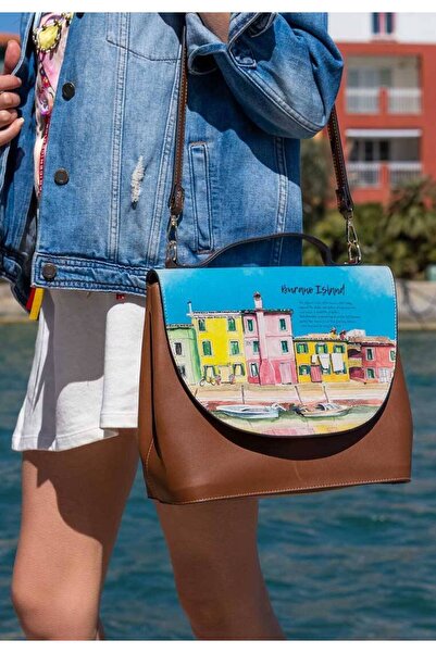 Dogo حقيبة يد نسائية من الجلد النباتي باللون البني - تصميم جزيرة بورانو