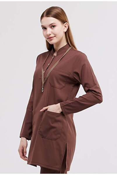 Çatı Medikal Happiness Modest - قميص علوي واحد من الليكرا للطبيب والممرضة، بن...