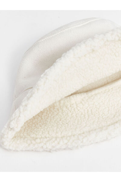 LC Waikiki Ecru Women's Bucket Hat with Fur Inside