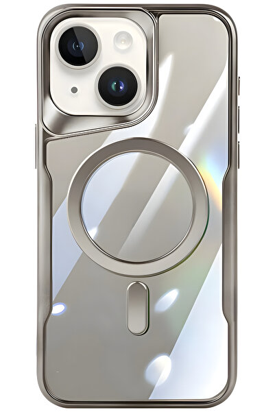 Fibaks İphone 14 Plus Uyumlu Kılıf Prizma Kamera Çıkıntılı Magsafe Şarj Deste...