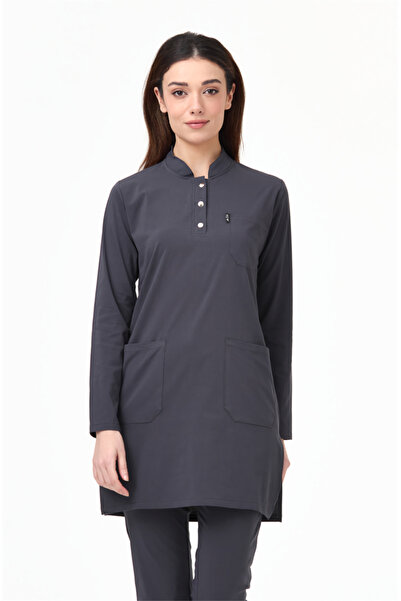 Çatı Medikal UltraLycra Modest - قميص ليكرا دكتور ممرضة حجاب فردي، أنثراسايت