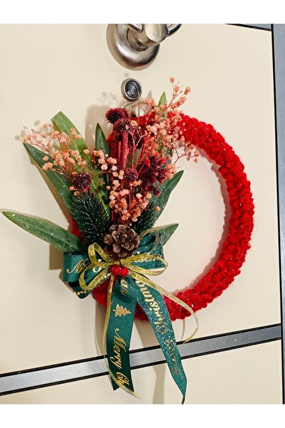 Mady Aksesuar Christmas Door Ornament Door Wreath New Year Decor Red 22cm