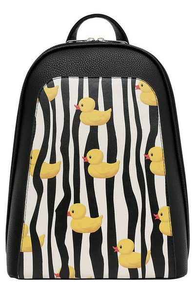 Dogo Women's Vegan Leather Black Backpack - Ducky Design