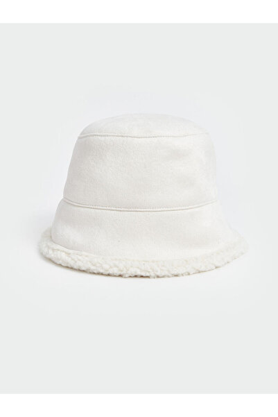 LC Waikiki Ecru Women's Bucket Hat with Fur Inside